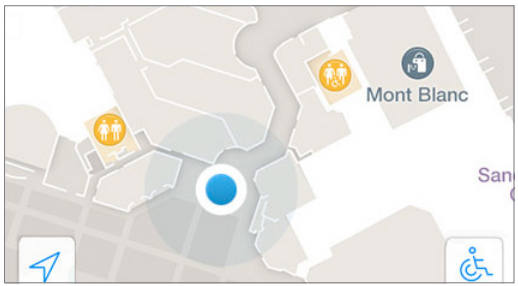 Users can easily see their current indoor location on a venue’s map.